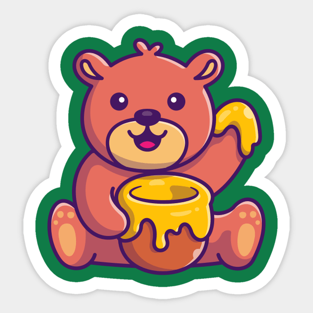 Cute Honey Bear With Honey Cartoon Sticker by Catalyst Labs